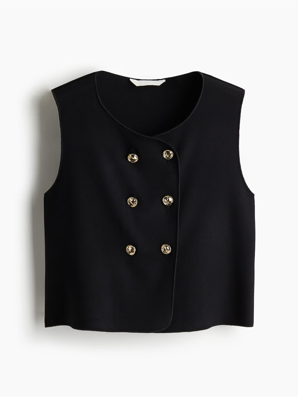 H&M Black Sleeveless Double-Breasted Tank with Gold Buttons